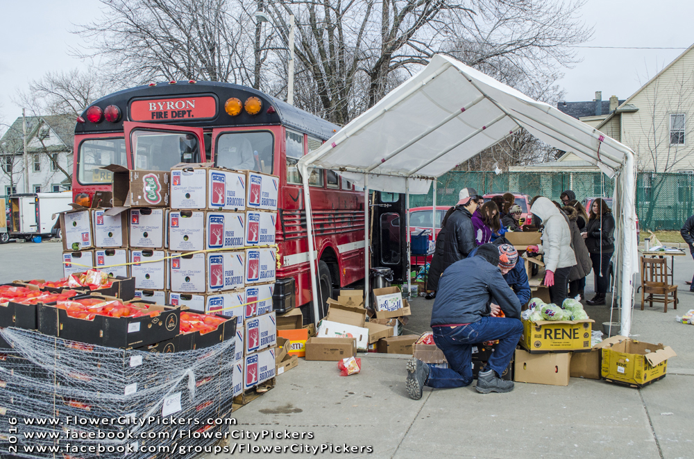 Volunteers sort near the FCP winter shelter bus. Photo provided by FCP.