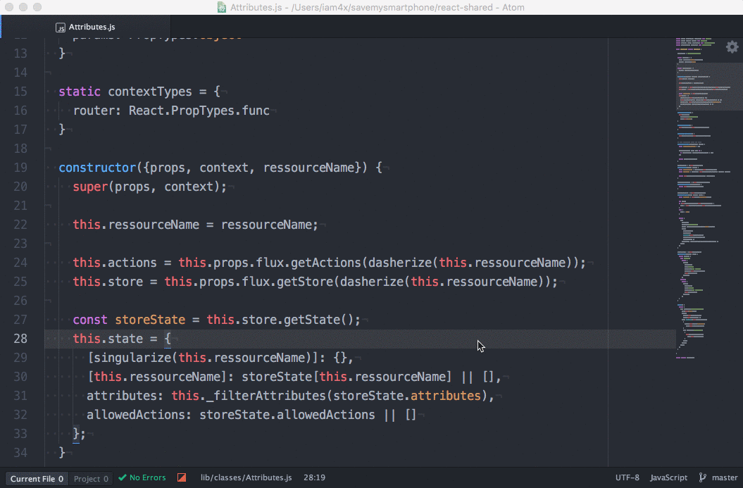 Sample lint checking from the Atom.io Lint package.