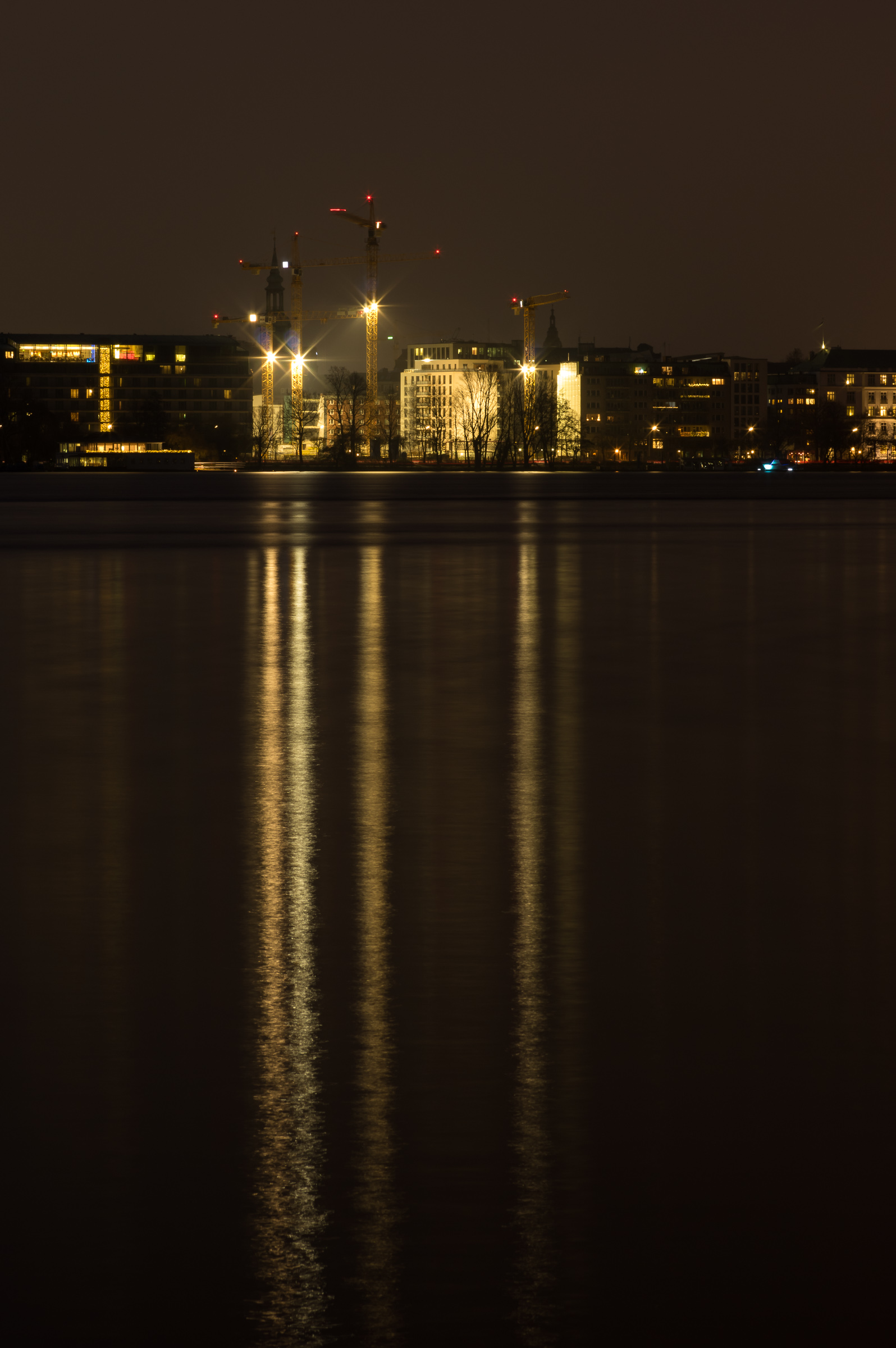 Nachtbaustelle an der Alster