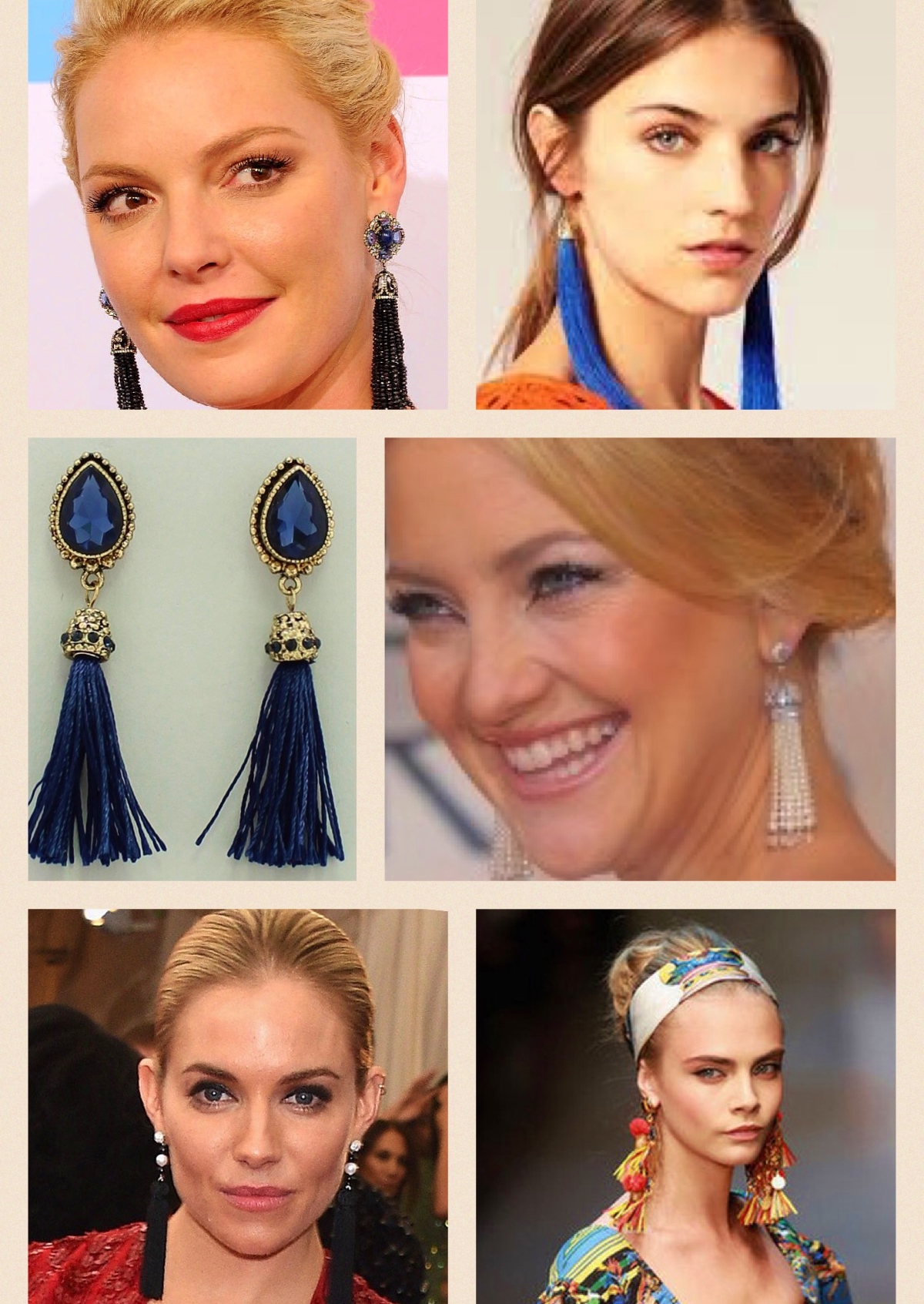 : Sapphire Tassel Earrings (shown above) available on the FABFINDS webstore : https://www.fabfinds-ainsleyandchase.com/shop-fabfinds