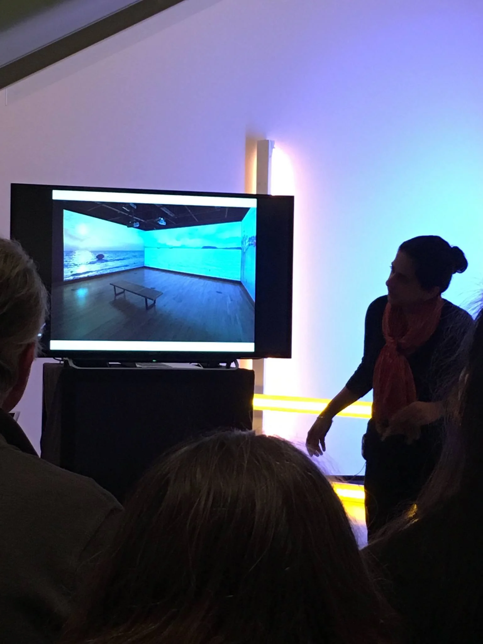 Bawa discussing her work at the Portland Art Museum.
