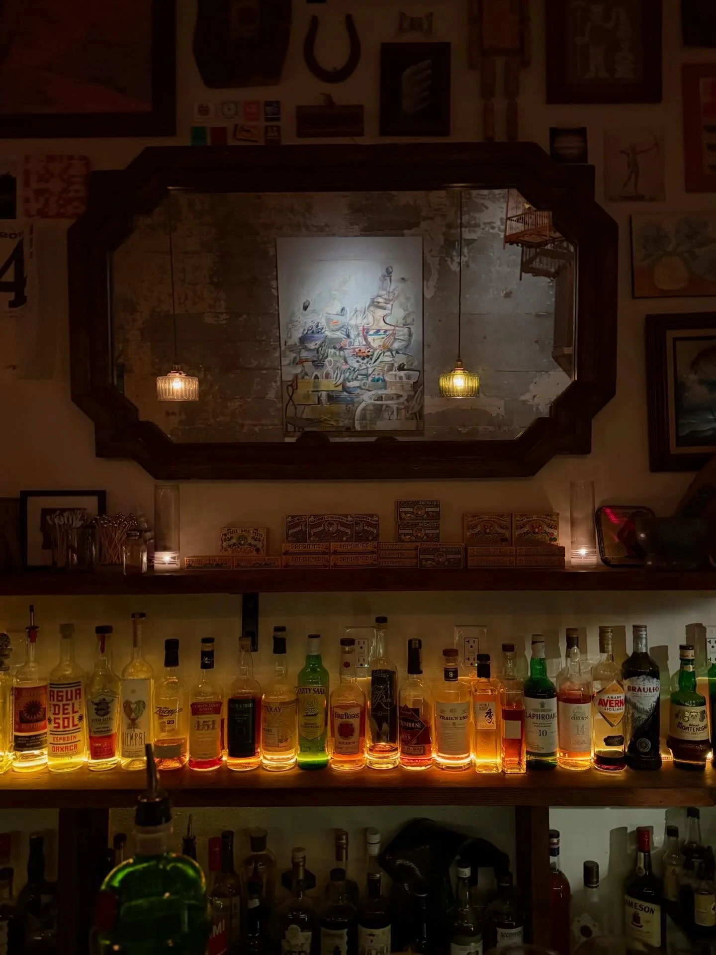 A night out at @collector.bar with @micah_kassell paintings ✨🍸

#artandaboutpdx #outandabout #portlandbarscene