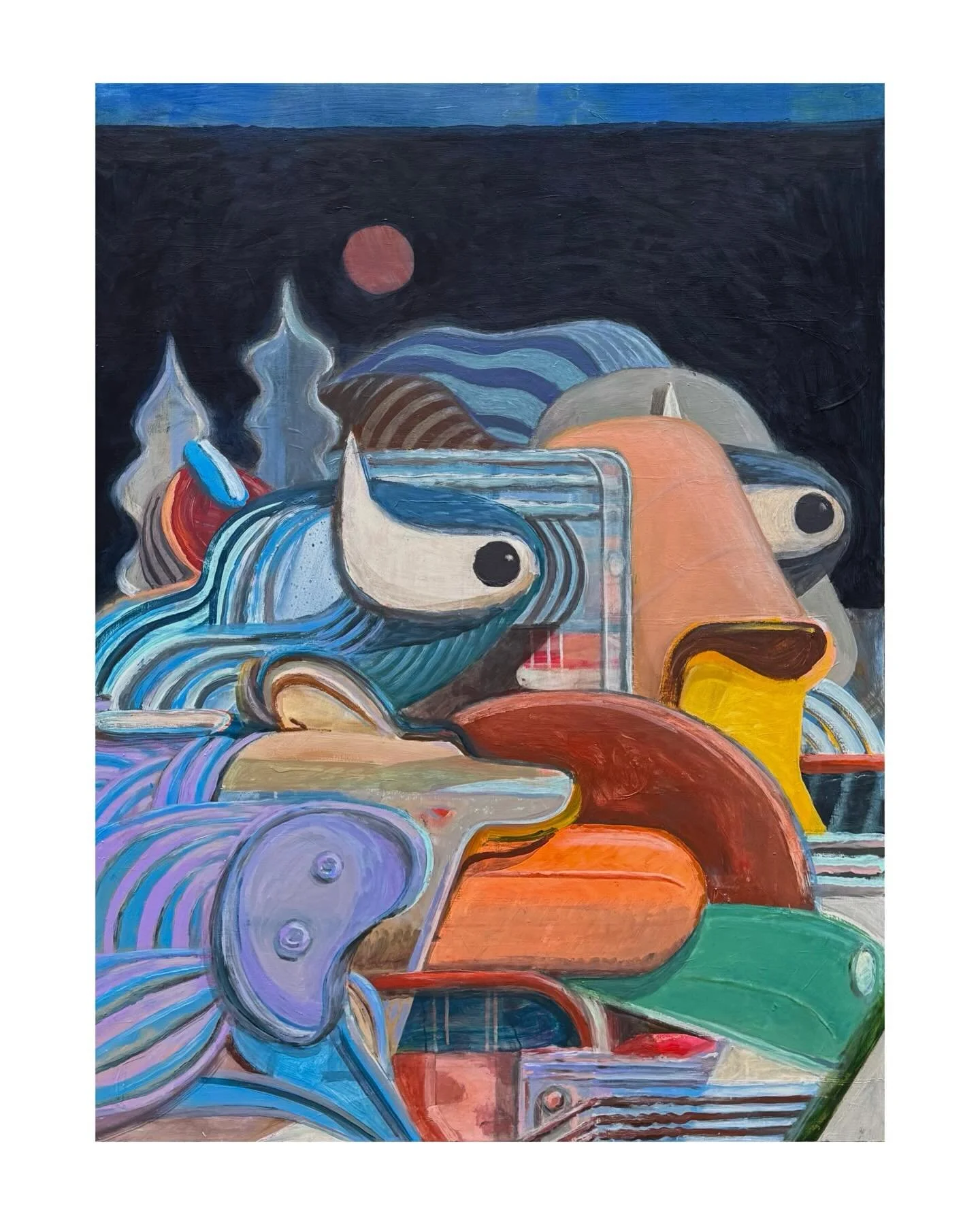 Wayfinders / Shapeshifters Micah Kassell
📍 Albina Press / 5012 Se Hawthorne, Portland, OR
🗓️ Now through mid February 
⏳ Hours: 7am-5pm
🆓 to the public

Wayfinders / Shapeshifters is a show of paintings that reflect non-verbal communications and m