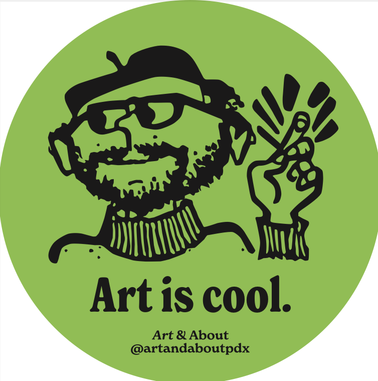 Art is Cool Sticker with Artist - Green Vaporwave