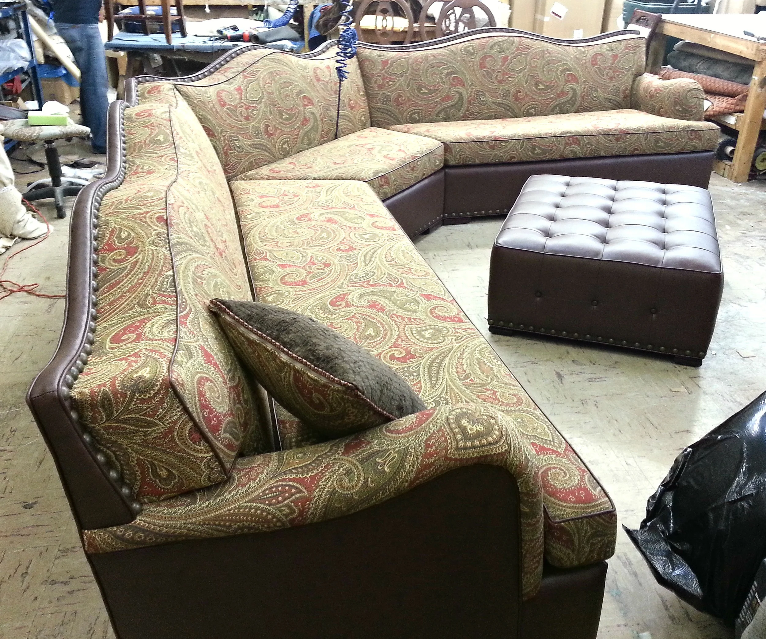 Custom Sectional and Ottoman