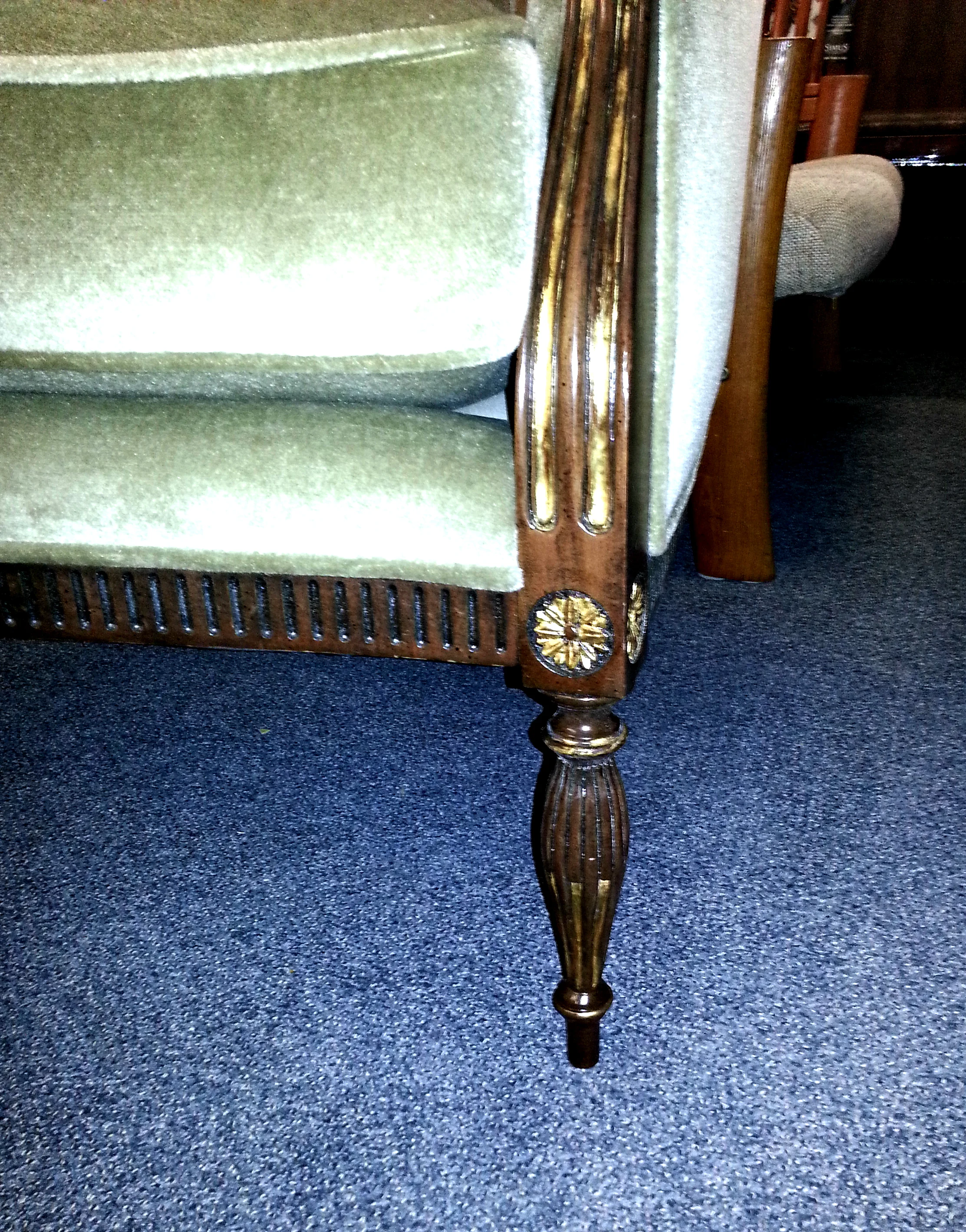 Chair broken leg rebuilt and finish matched to original