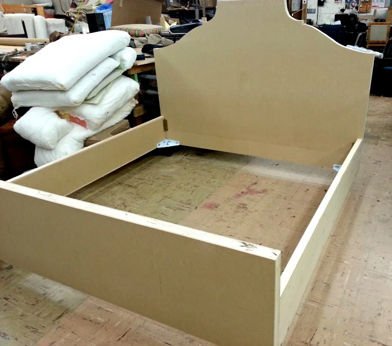 King size bed with decorative french natural colored nails