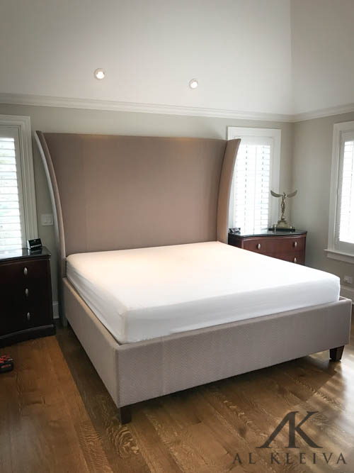 King size wingback platform bed