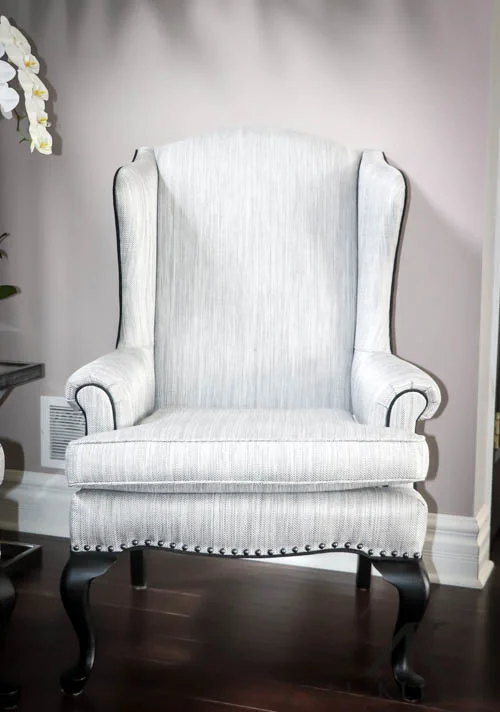 mid-century inspired wingback style chairs