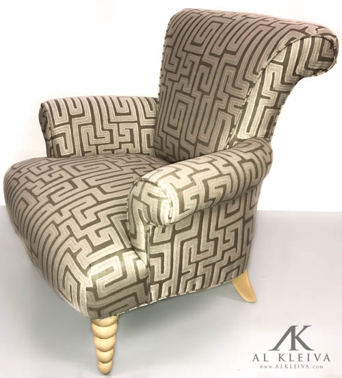 Chair with Greek key inspired fabric