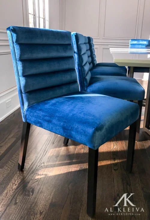 Handmade side chairs with horizontal channel tuft