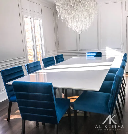 Handmade side chairs with horizontal channel tuft