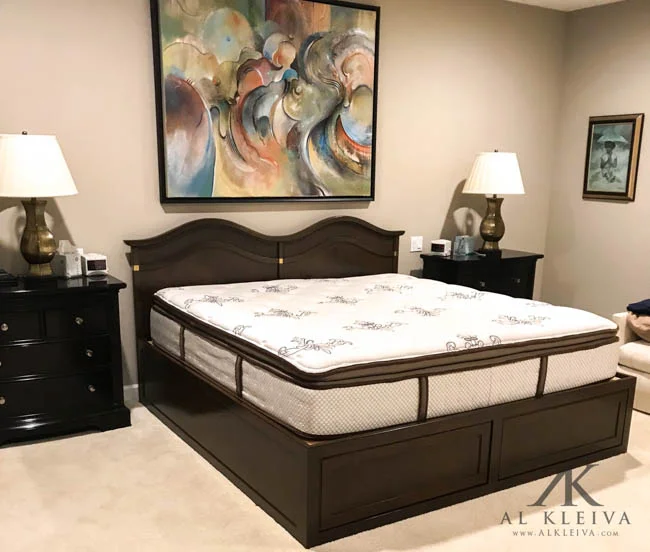 bed with two large storage drawers