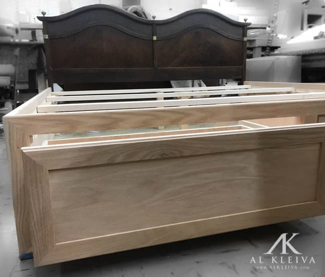 bed with two large storage drawers
