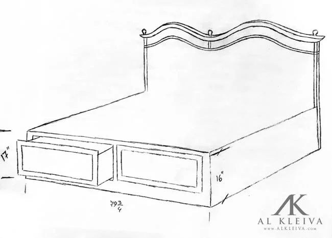 bed with two large storage drawers
