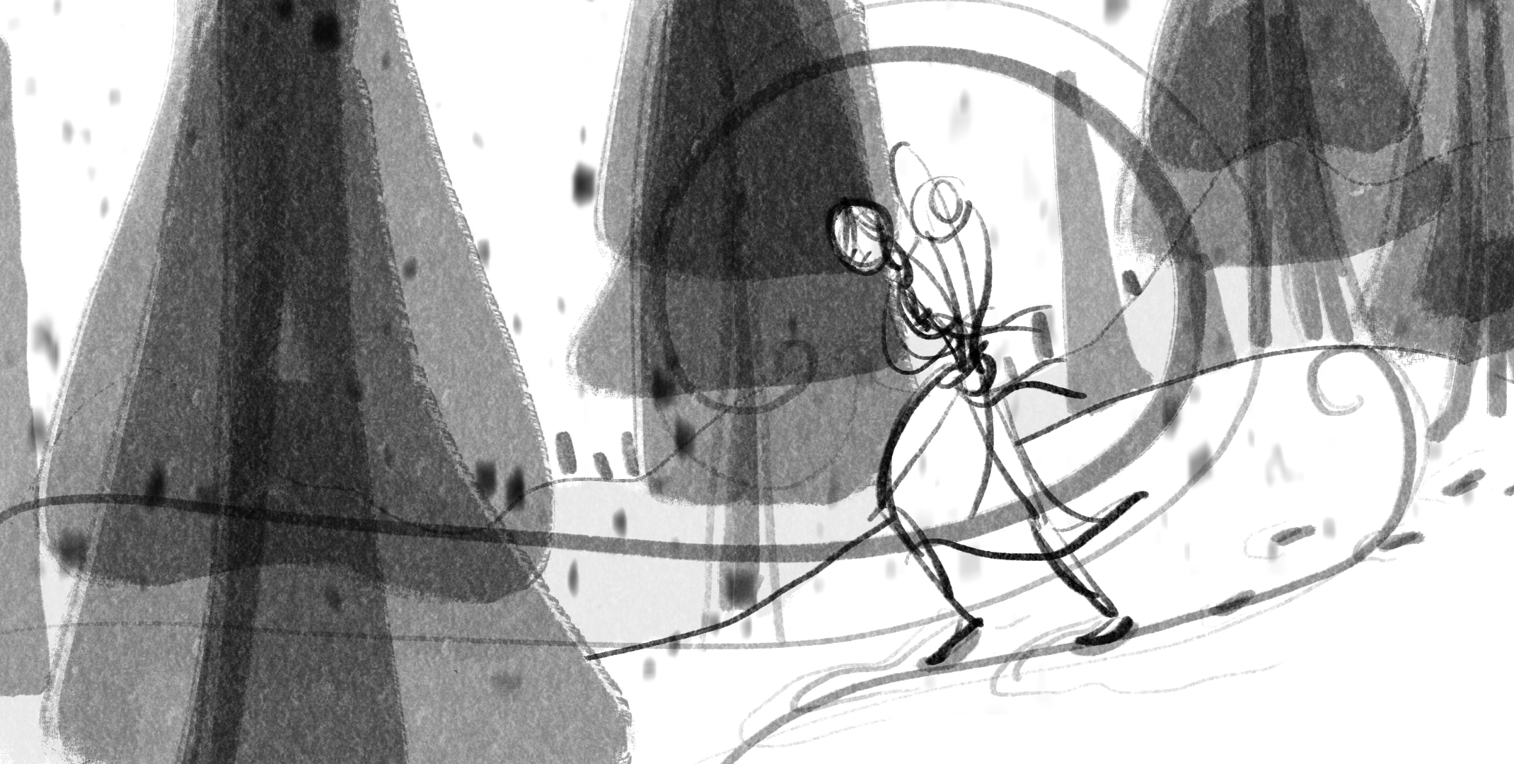 Sacagawea Trudging Through Snow- Rough Sketch