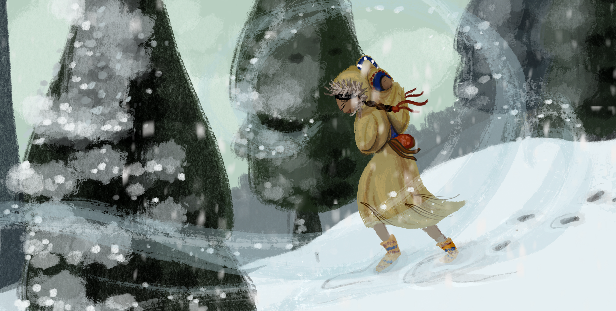 Sacagawea Trudging Through Snow- Final Rendering