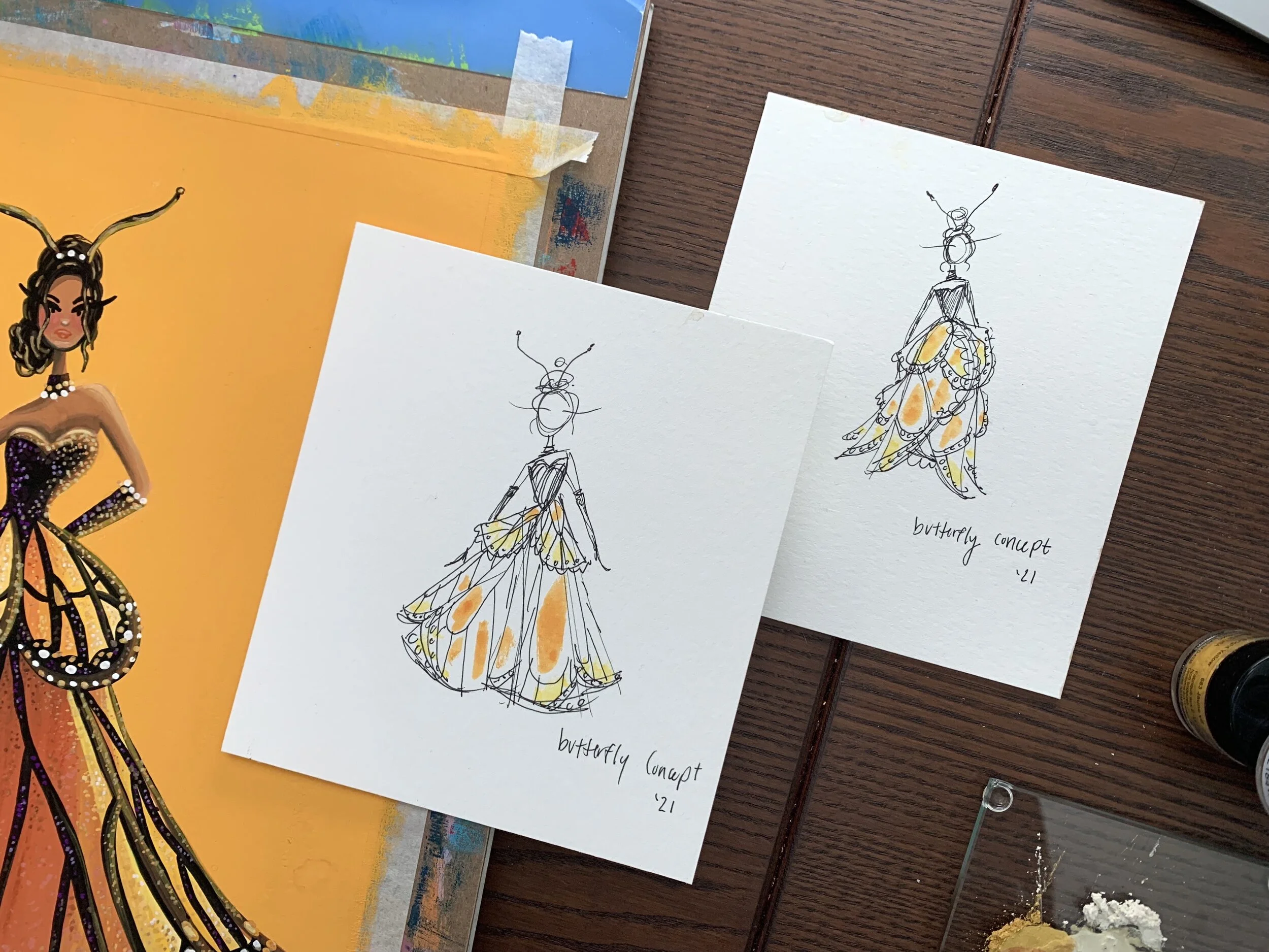 Monarch Butterfly Dress Sketches