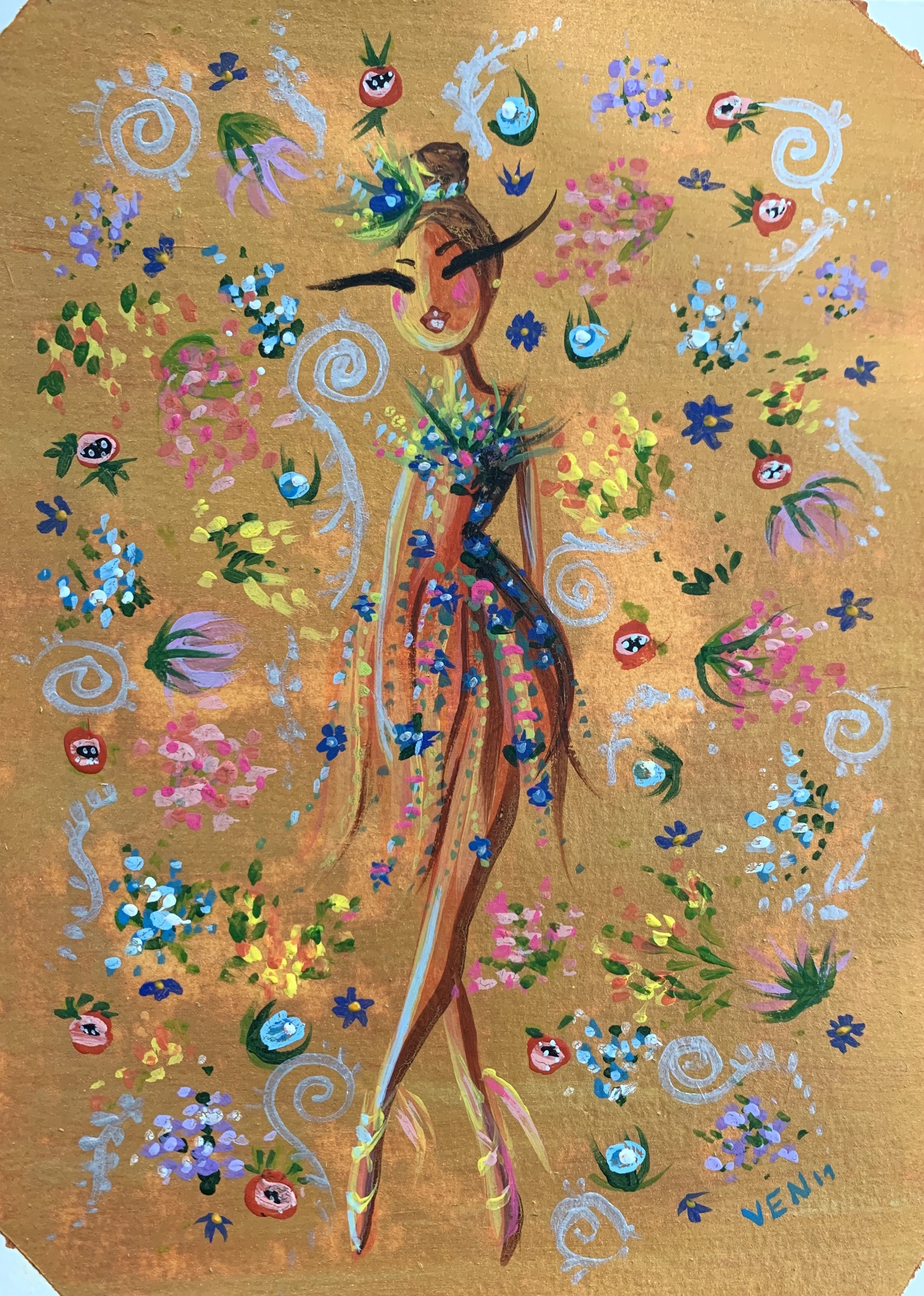 Metallic Floral Ballet Dancer
