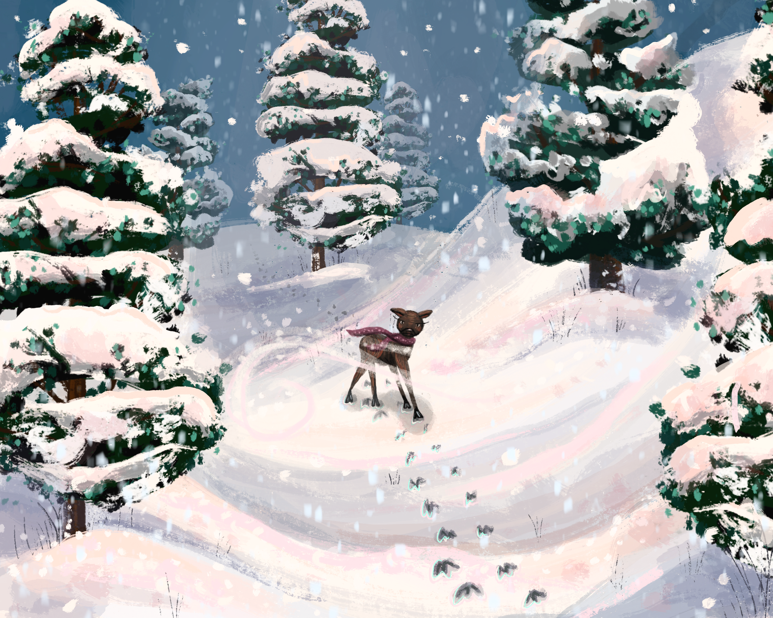 Mawn The Minature Moose Snow Scene 2