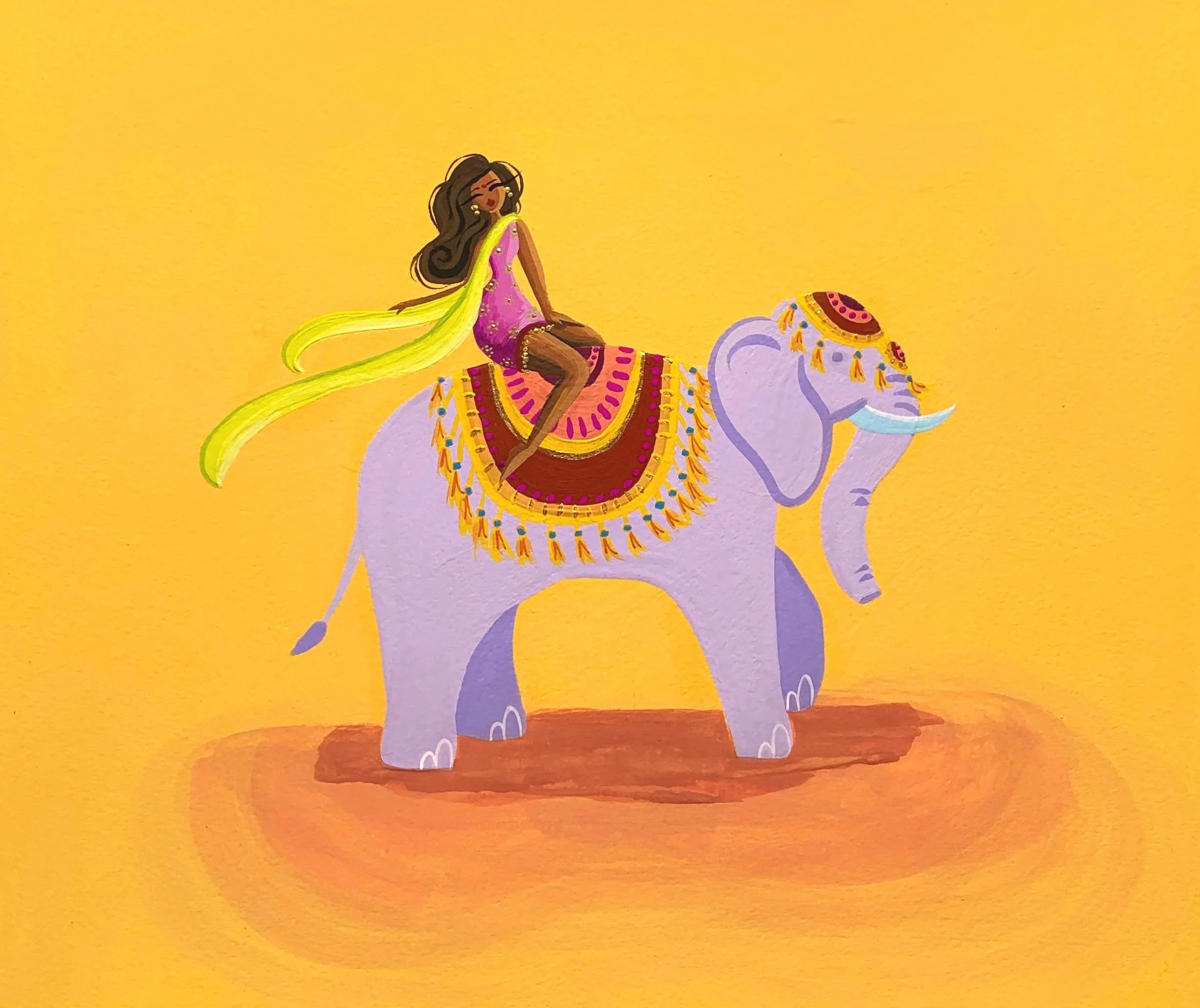 Indian Woman on Elephant, Holi