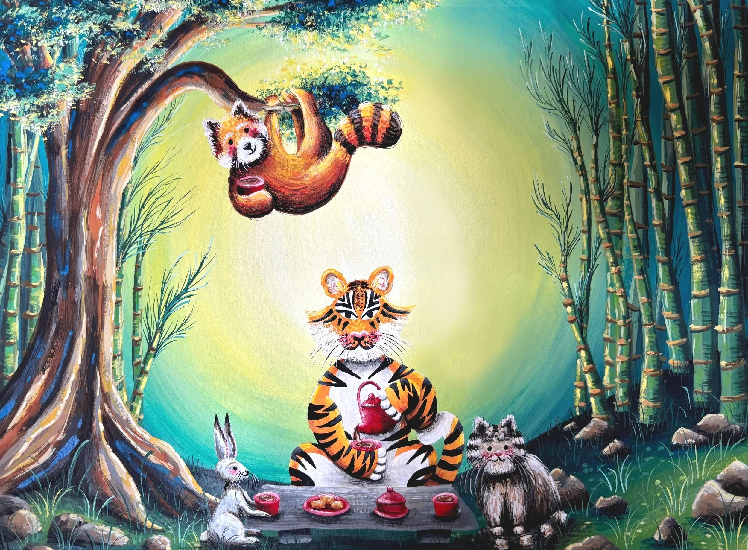 Woodland Tea Party Painting