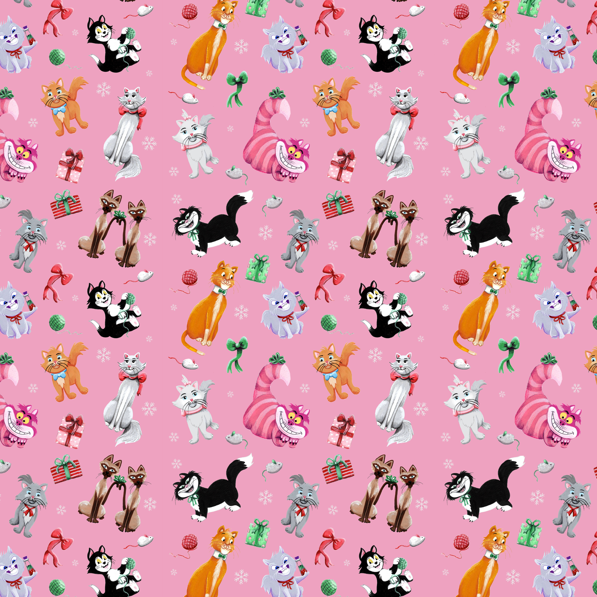 Disney Christmas Cat Pattern- Tiled