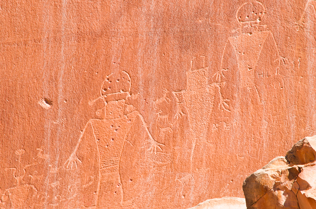 Fremont culture Indian art at Capitol Reef National Park.