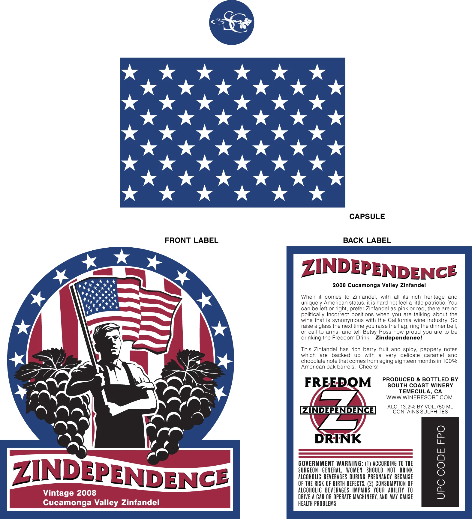 South Coast Winery Zindependence label