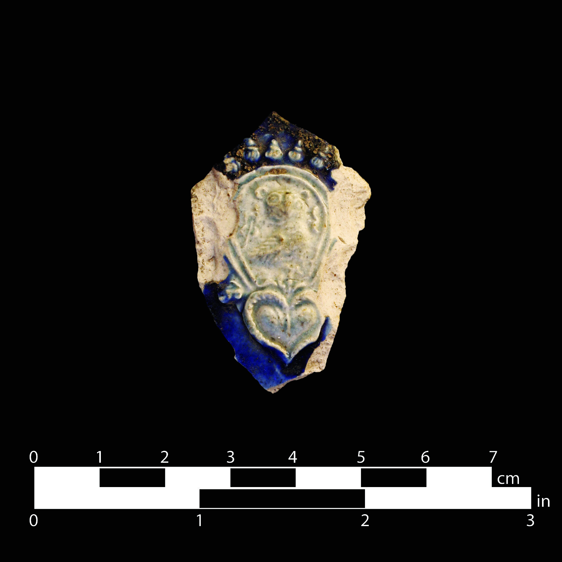 Copy of Westerwald stoneware sherd with molded owl