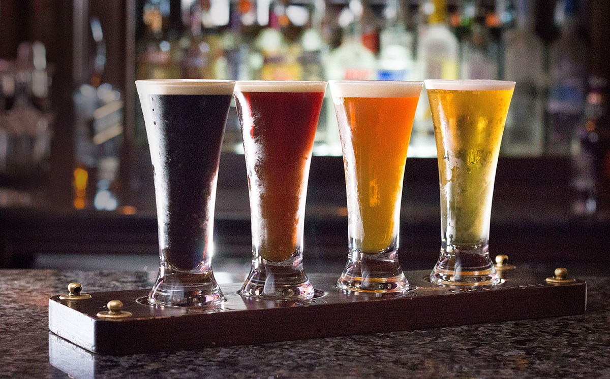 Craft beer flight. Photo by Tom Burton