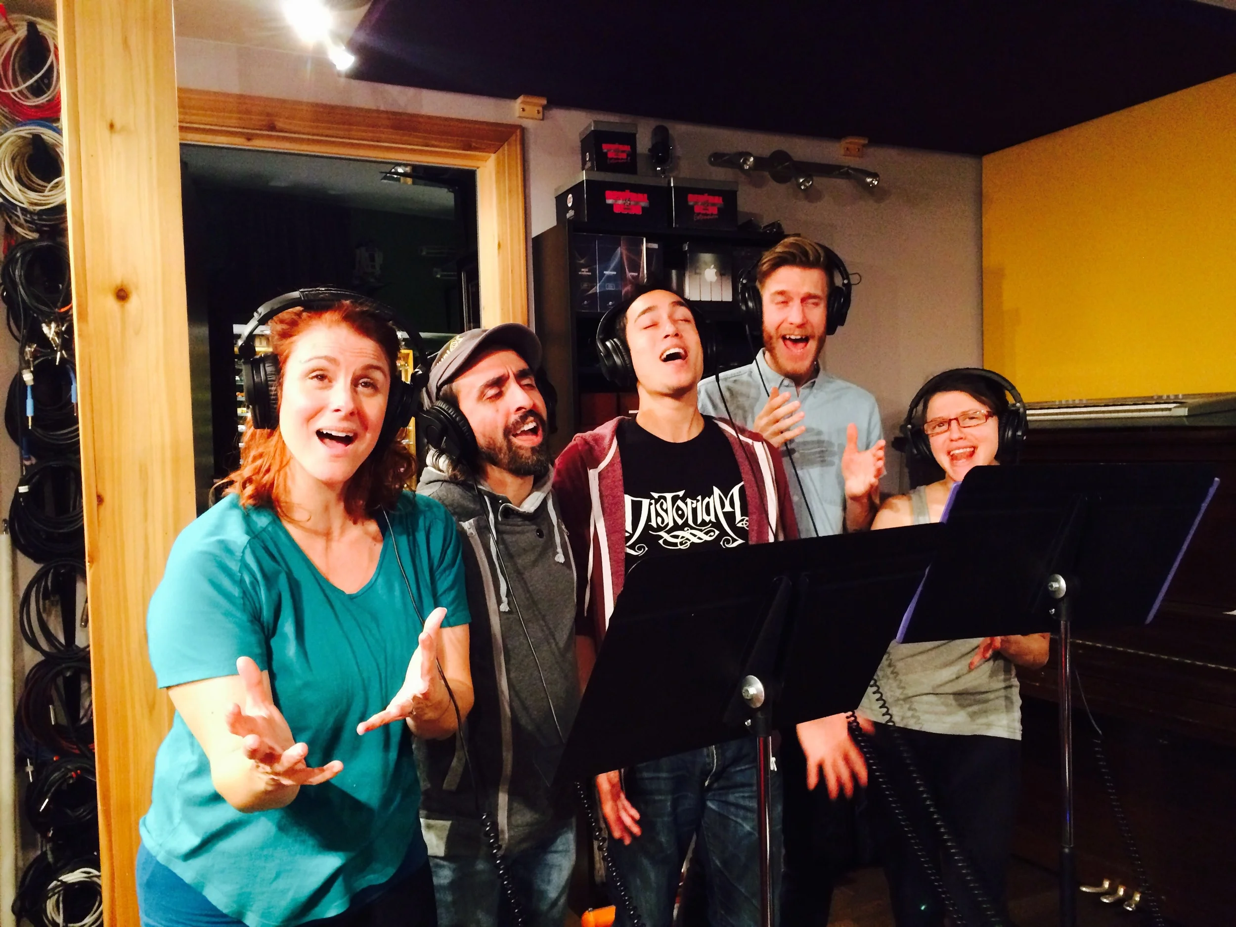 On the studio floor recording (and acting crazy!!)
