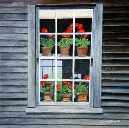  "Red Geraniums" 15"x15" 