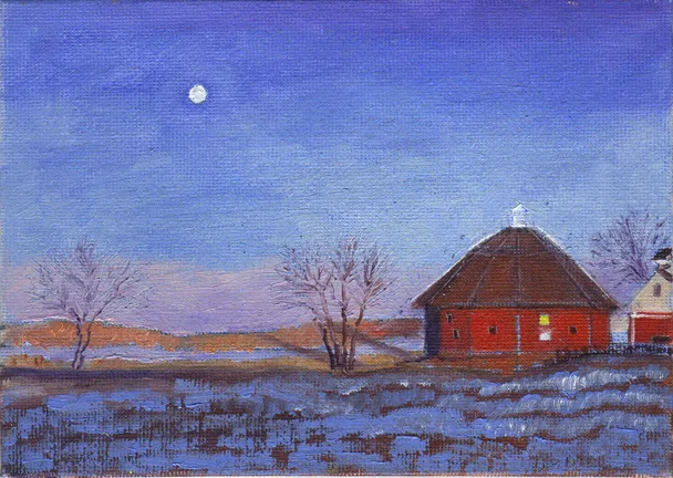 "Octagonal Barn" 5"x7"