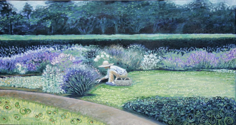 "Paula in the Sunken Garden "30"x16"
