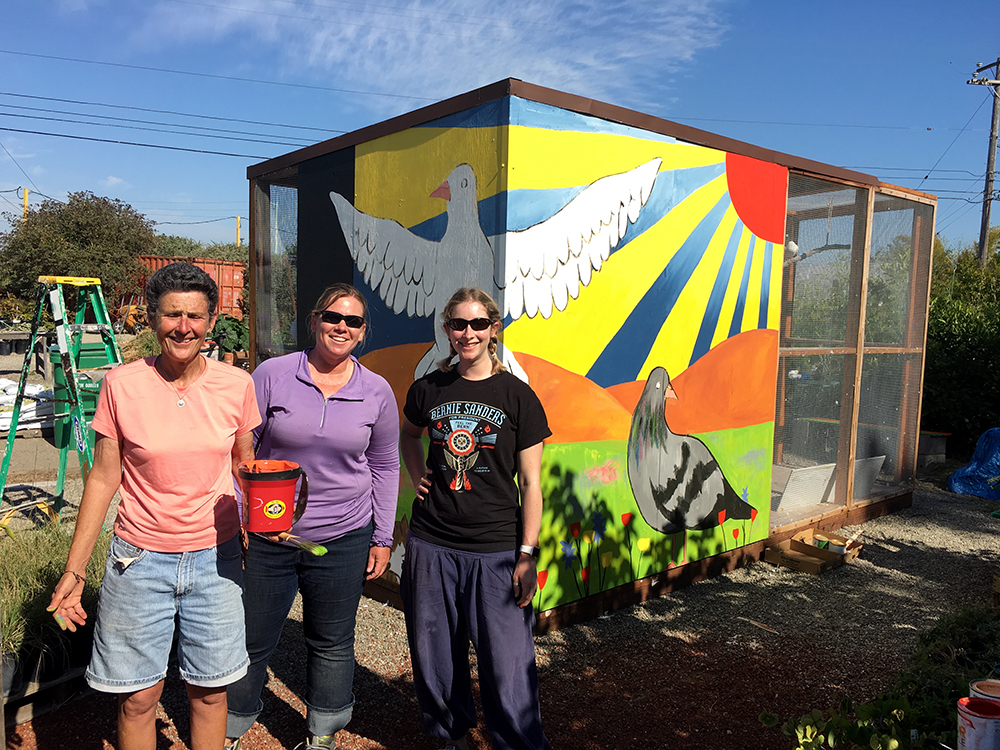 Debbie, Ruthie, and I standing in front of the mural about 5 hours in. Ruthie was smart to wear long sleeves! I got burnt (but luckily the sun was only out for part of the day!).