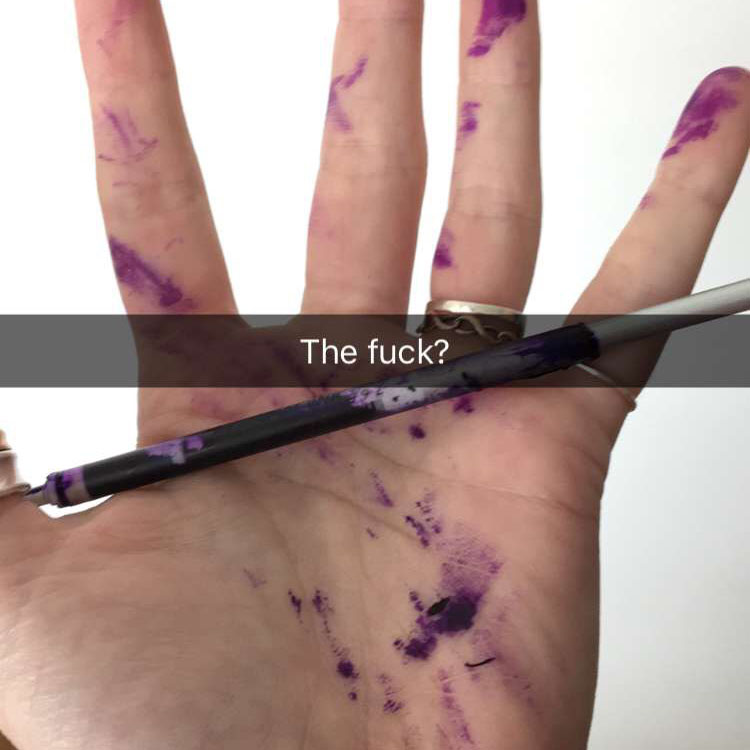 Excuse my language but how this happened is honestly still a mystery to me. The paintbrush was INSIDE the inside of a pen?!