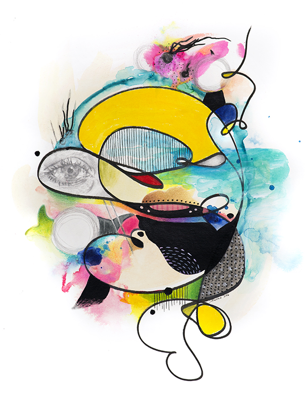 Laura Johnston Scribble 2 11x14" mixed media on paper 2016
