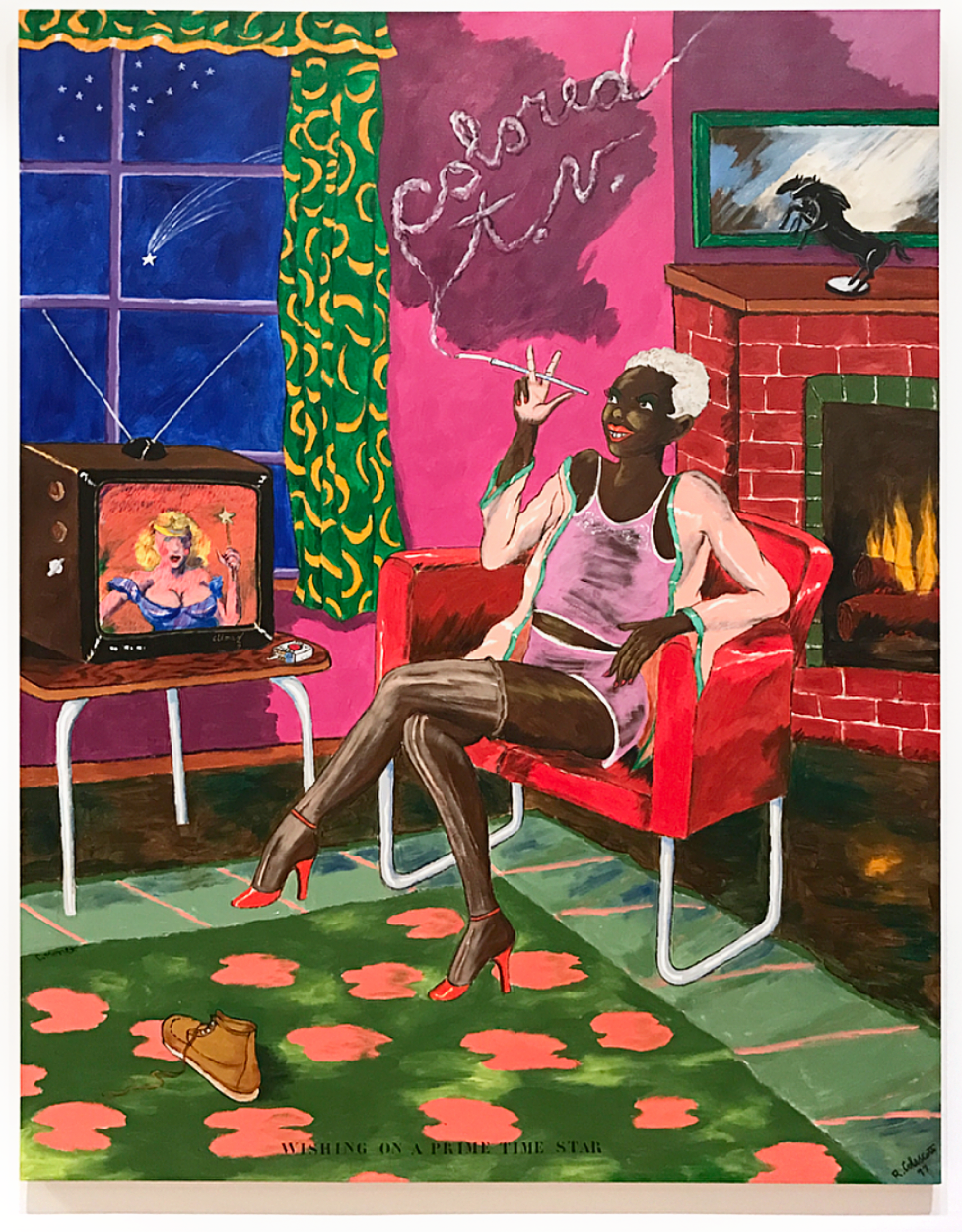 Robert Colescott Colored T.V. Acrylic on Canvas 1977