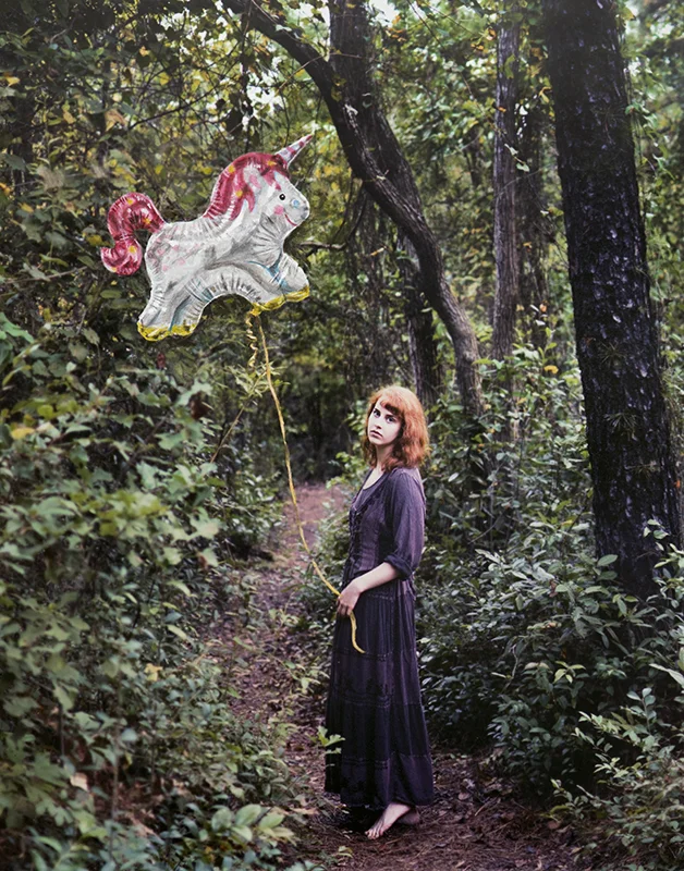  Collaboration Photo: Sarah Meyer Model: Kayla Johnston Balloon Painting: Laura Johnston  11x14" acrylic on photo print 2016 