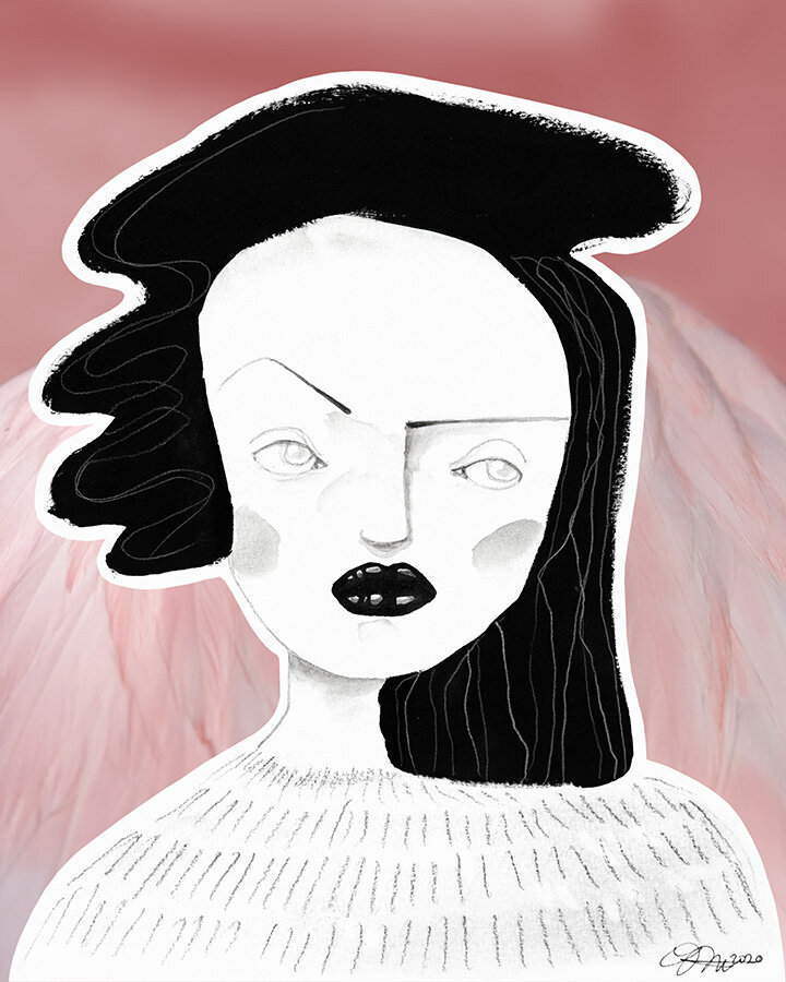  Laura Inspirit Ink, graphite, acrylic paint, and digital collage 2020 Quarantine 