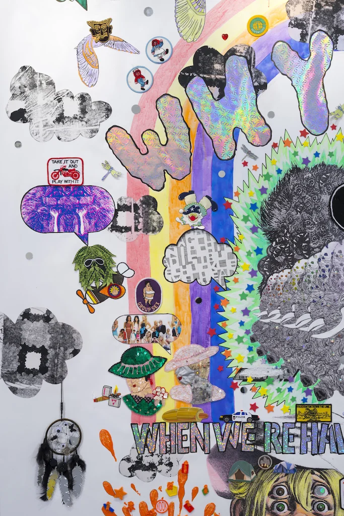 Why Sleep (detail), 2015 mixed media on canvas