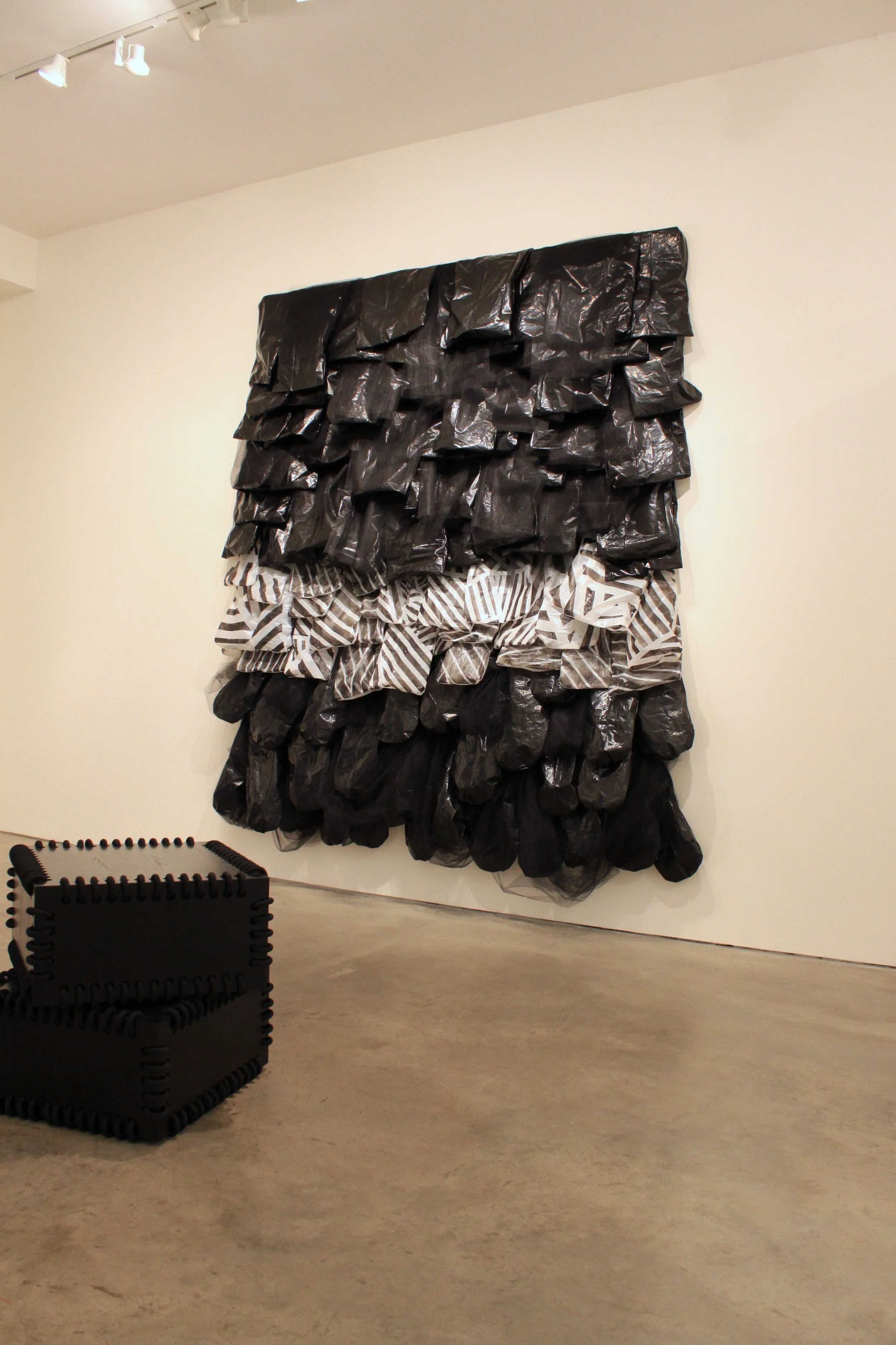 Installation View Snake Pit - 2012 - acrylic site-specific commission Monk Box - 2012 - wood, paint, rope 26 x 26 x 14 in