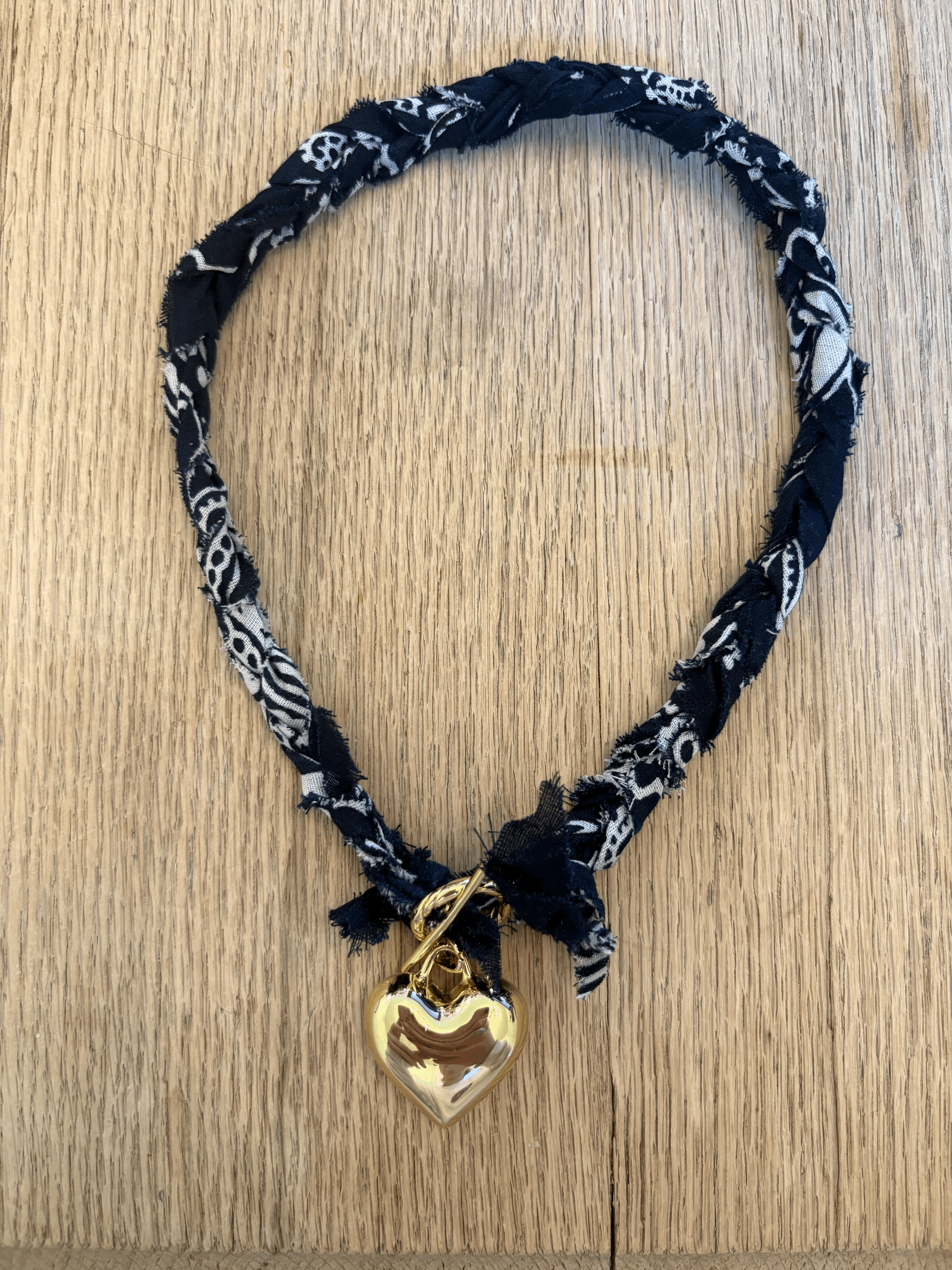 Bandana Heart Necklace - Navy