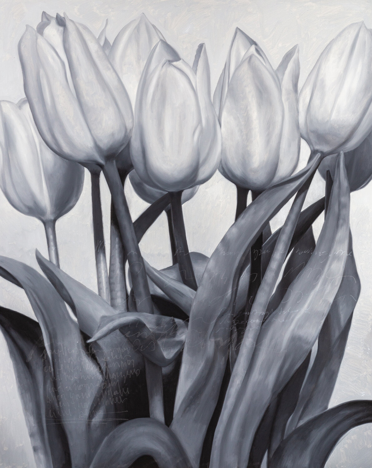   Tulips for Arden  2020 oil and mixed media on canvas 60 x 48 in. / 152.4 x 121.92 cm 