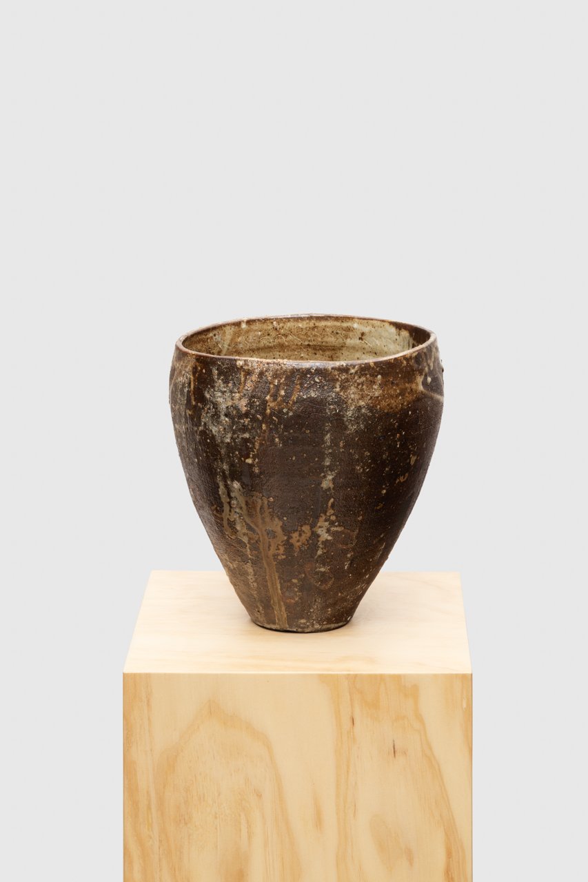  Left a Mark, 2023 high-fired stoneware, ash, glaze 10.25 x 10.25 in. 26.04 x 26.04 cm 