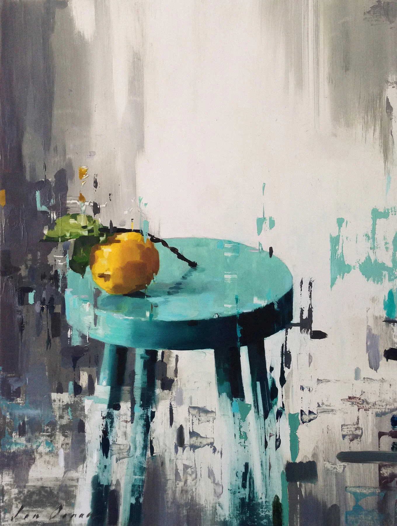 lemon on stool