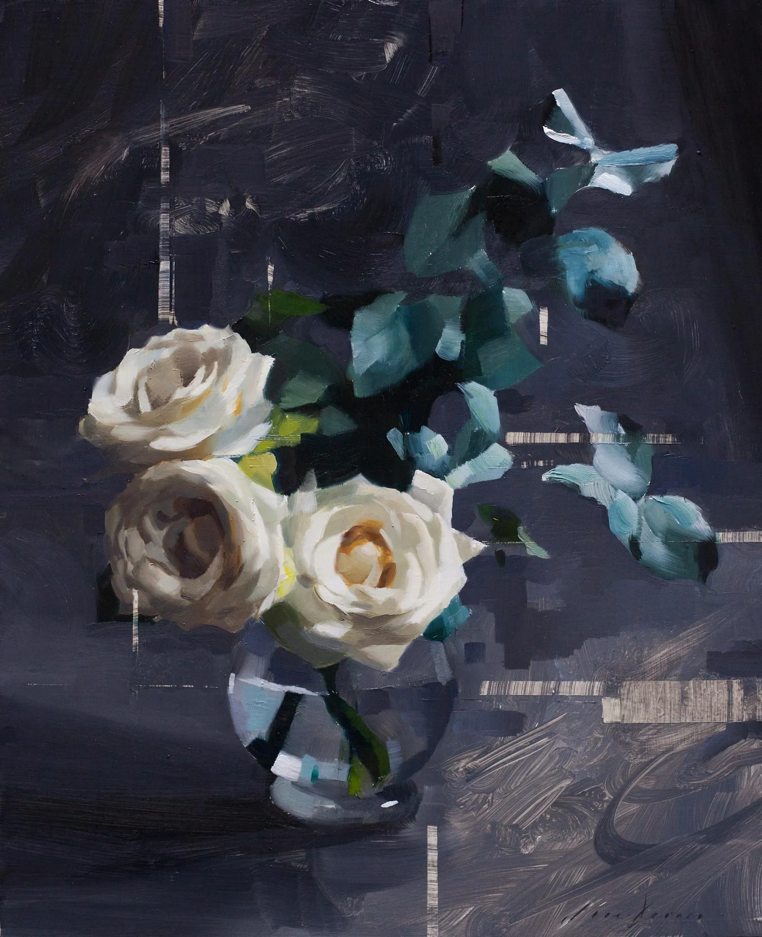 Three Roses and Eucalyptus