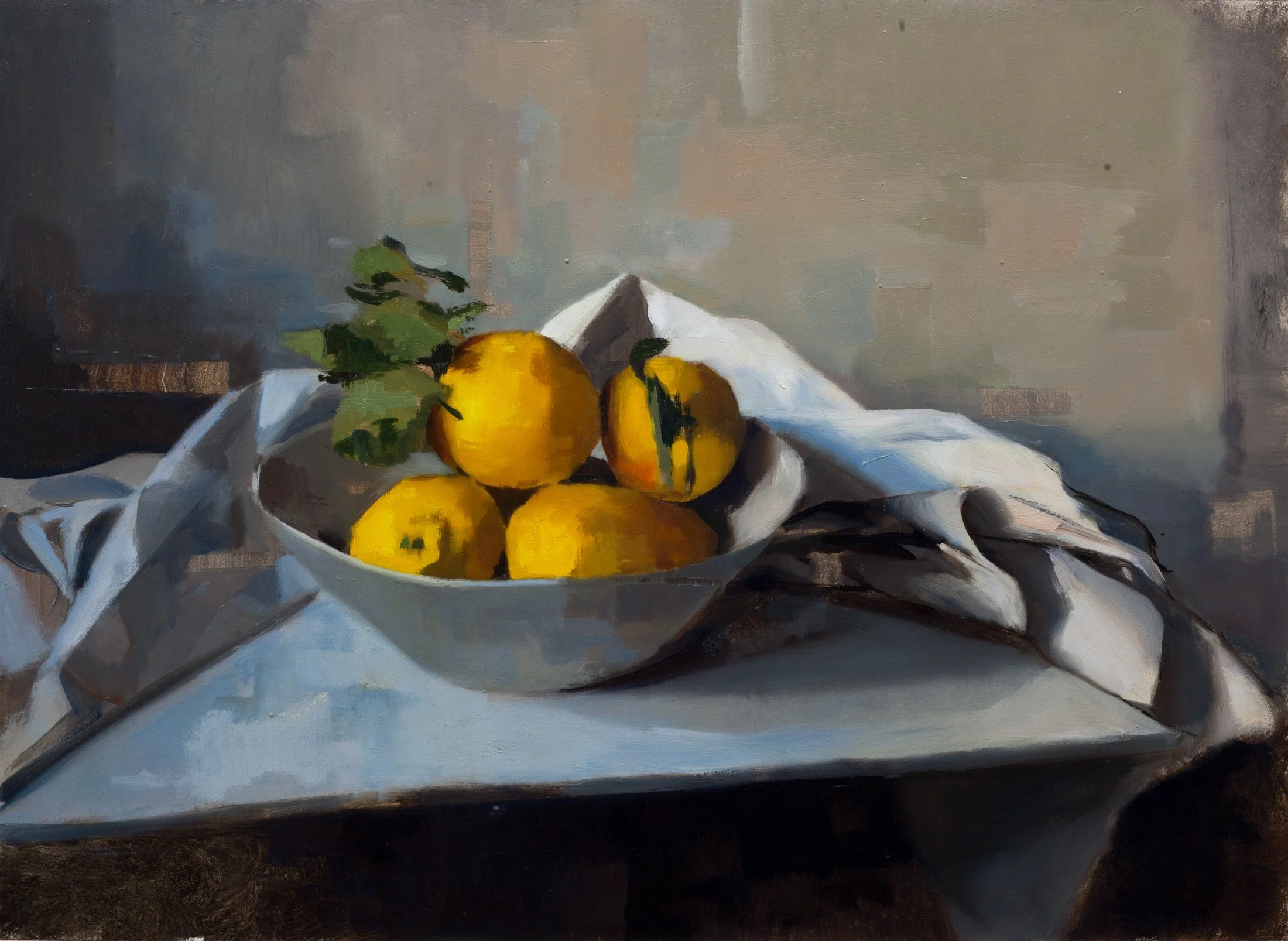 LEMONS AND LINEN IN EVENING LIGHT