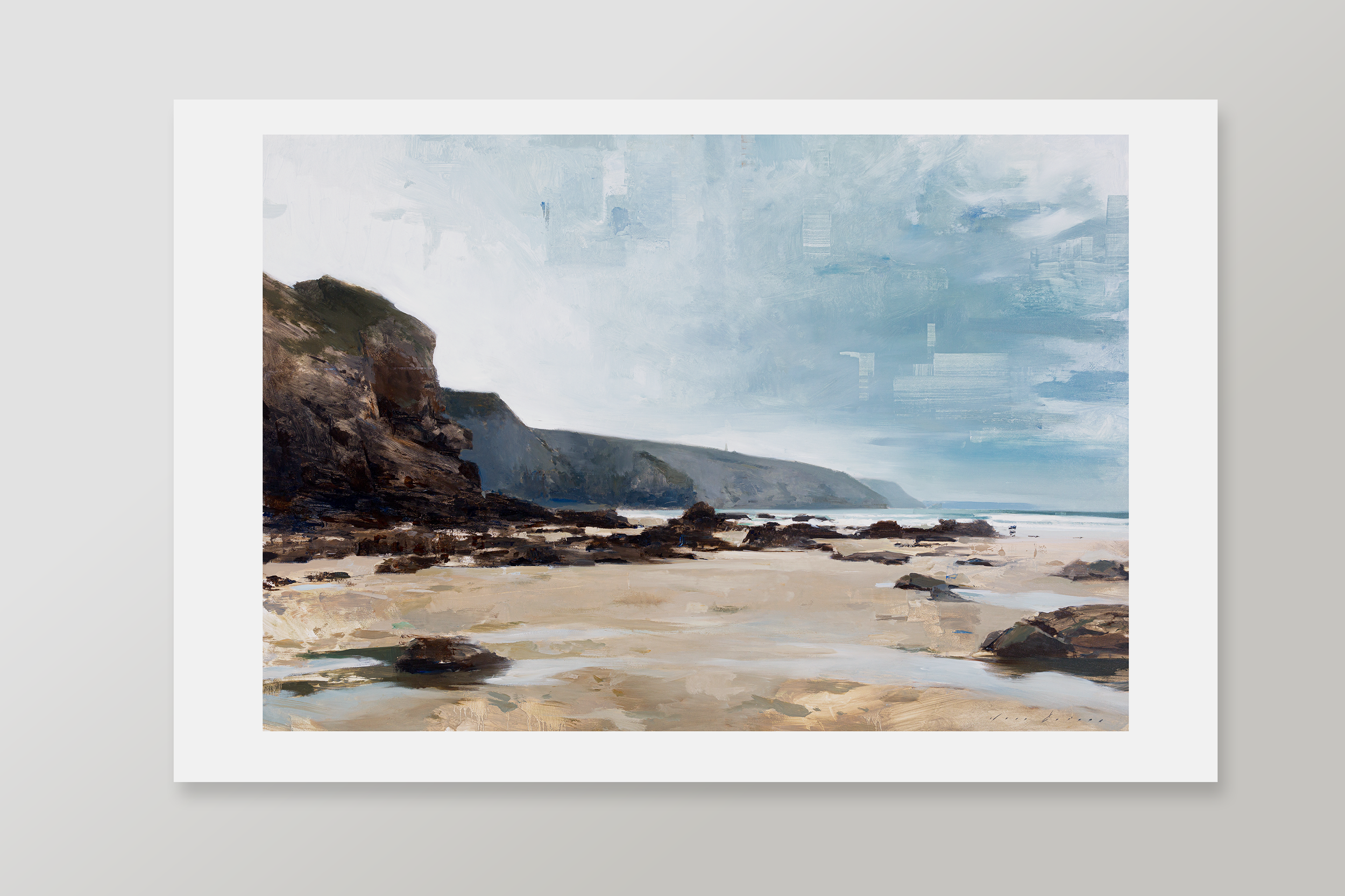 Distant Cliffs at Porthtowan Print